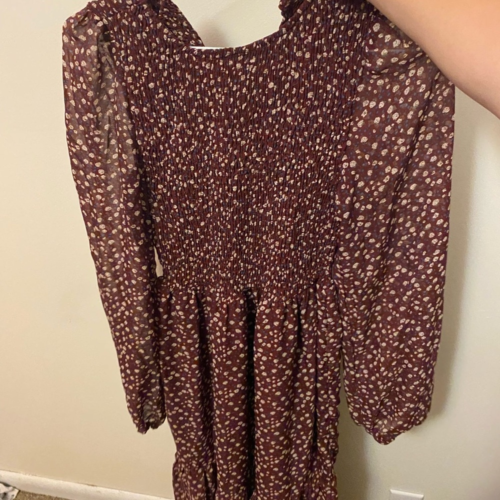 Brown Floral Smocked Dress